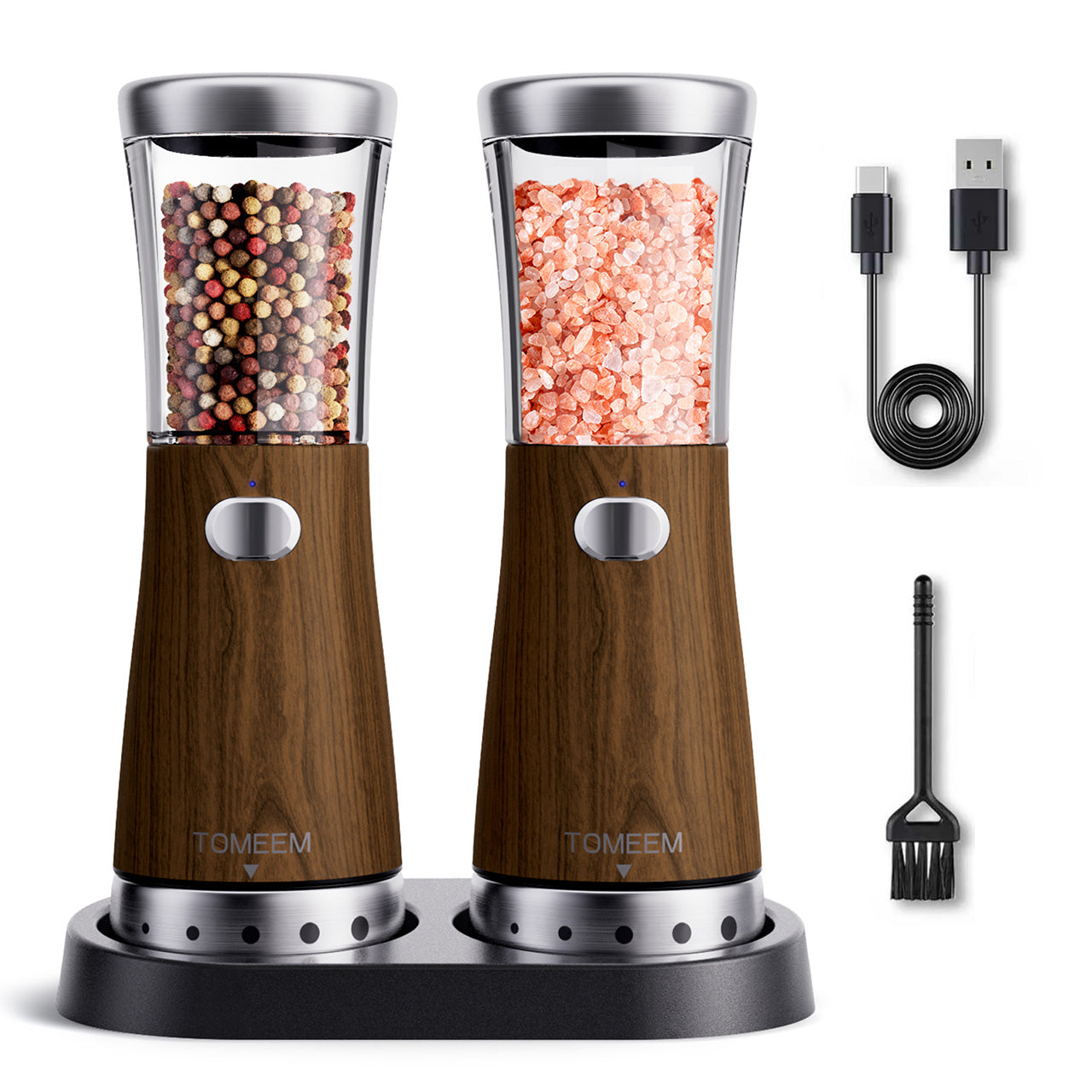 electric-salt-and-pepper-grinder-wood-grain-stainless-steel